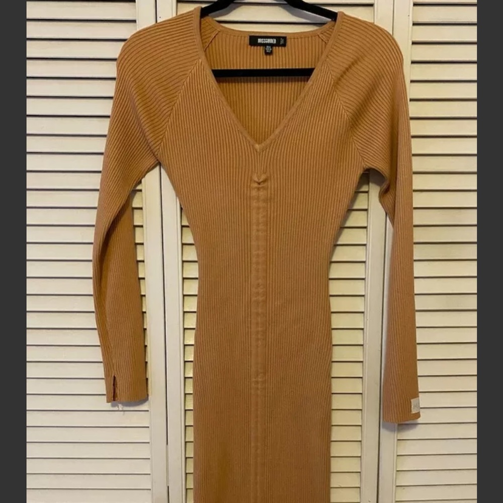 Missguided Mustard Long Sleeve Sweater Dress Size 2